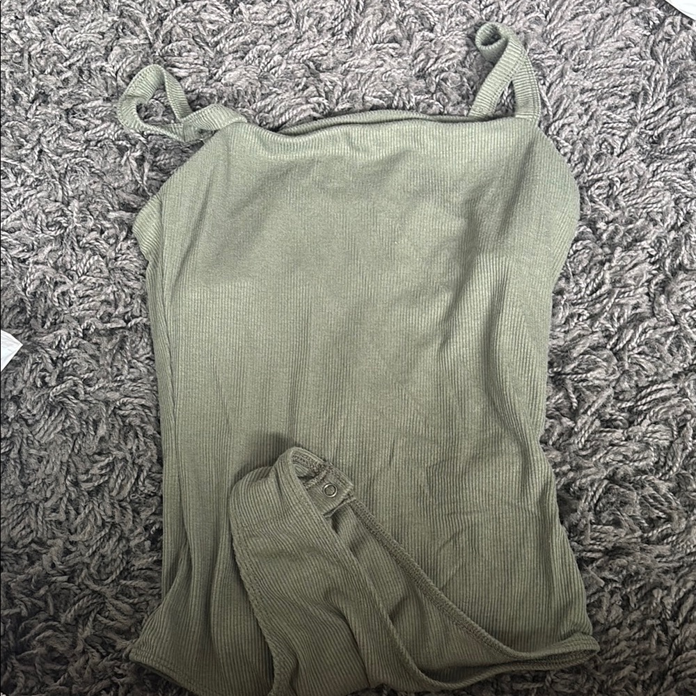 Hollister Green Sleeveless Fitted Bodysuit